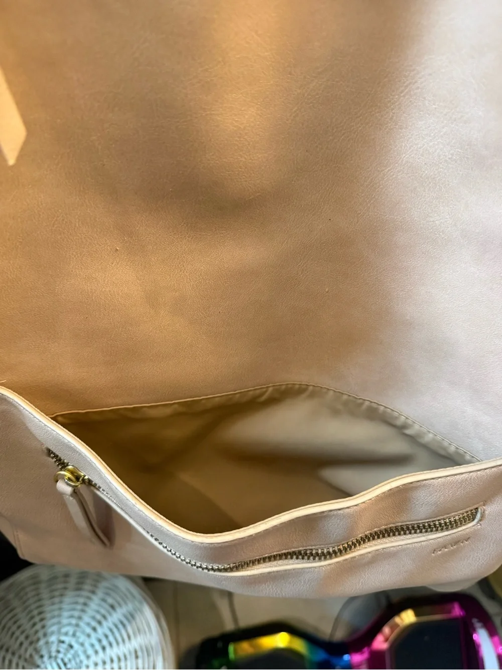 Fawn Design Beige Baby Bag Tote with Gold Hardware